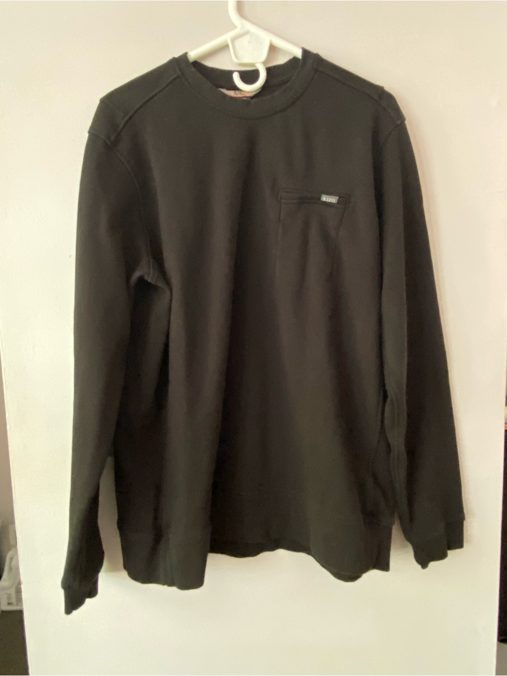 5.11 Tactical Black Long-Sleeve Crewneck with Chest Pocket